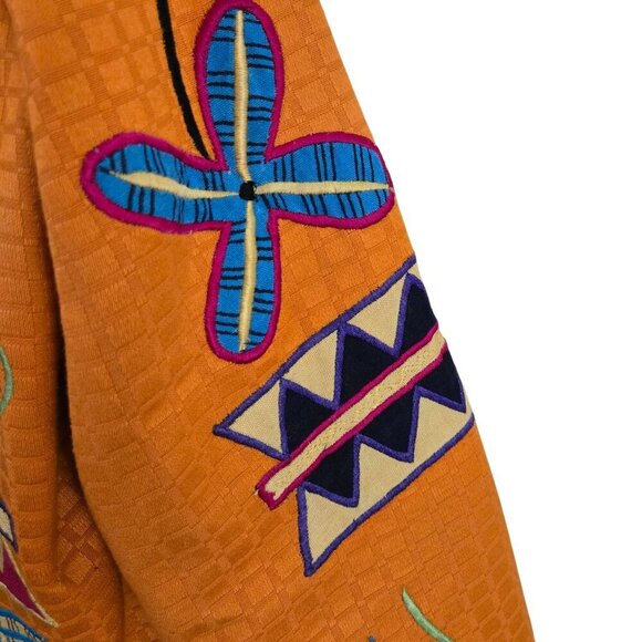 Indigo Moon Vintage Mixed Media Embroidered Patch Jacket Art To Wear Size M - Picture 4 of 6
